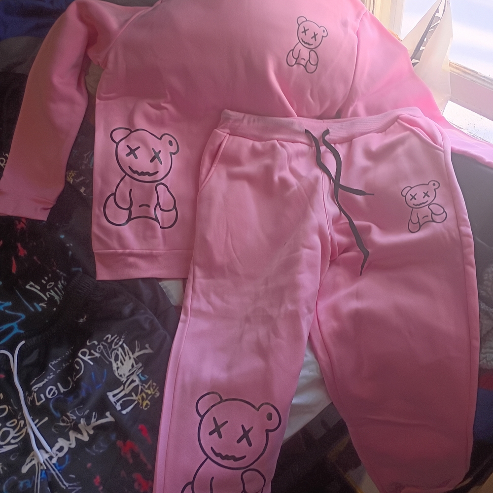 Pink Bear Graphic Men's Sweatpants